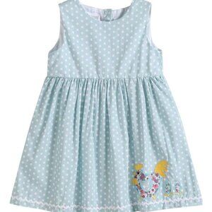 Lil Cactus Baby Girl Blue Dot Floral Rooster Dress Size 3-6 Month NEW